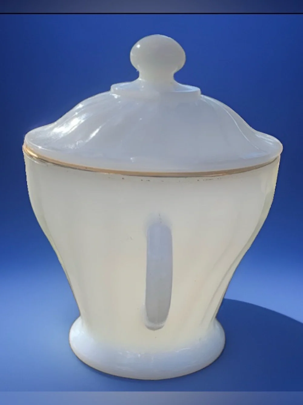 1960s Vintage Anchor Hocking Fire-King Milk Glass Lidded Sugar Bowl